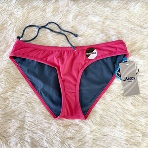 Asics Pink Gray Reversible Swim Bottom Drawstring US XL